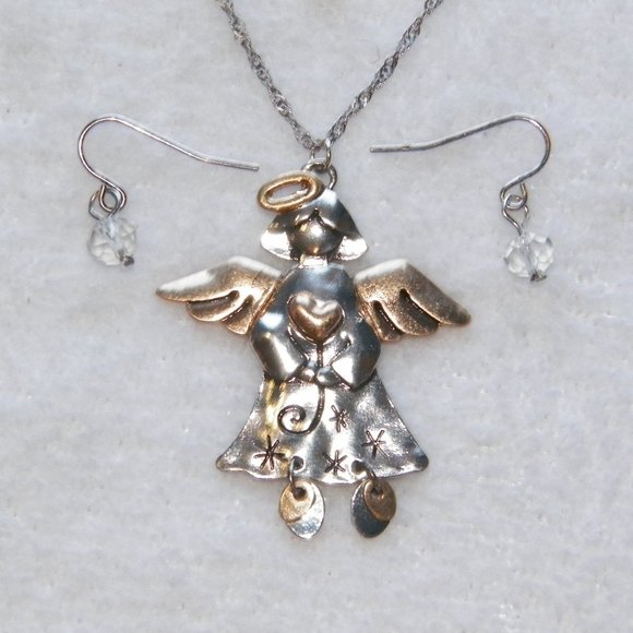 Viola Rustic Mixed Metal Angel Earrings Two-tone - Picture 4 of 11